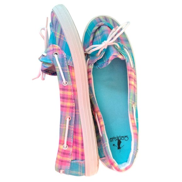 Corkys Shoes Corkys Dekit Slip On Boat Casual Shoe Turquoisepink